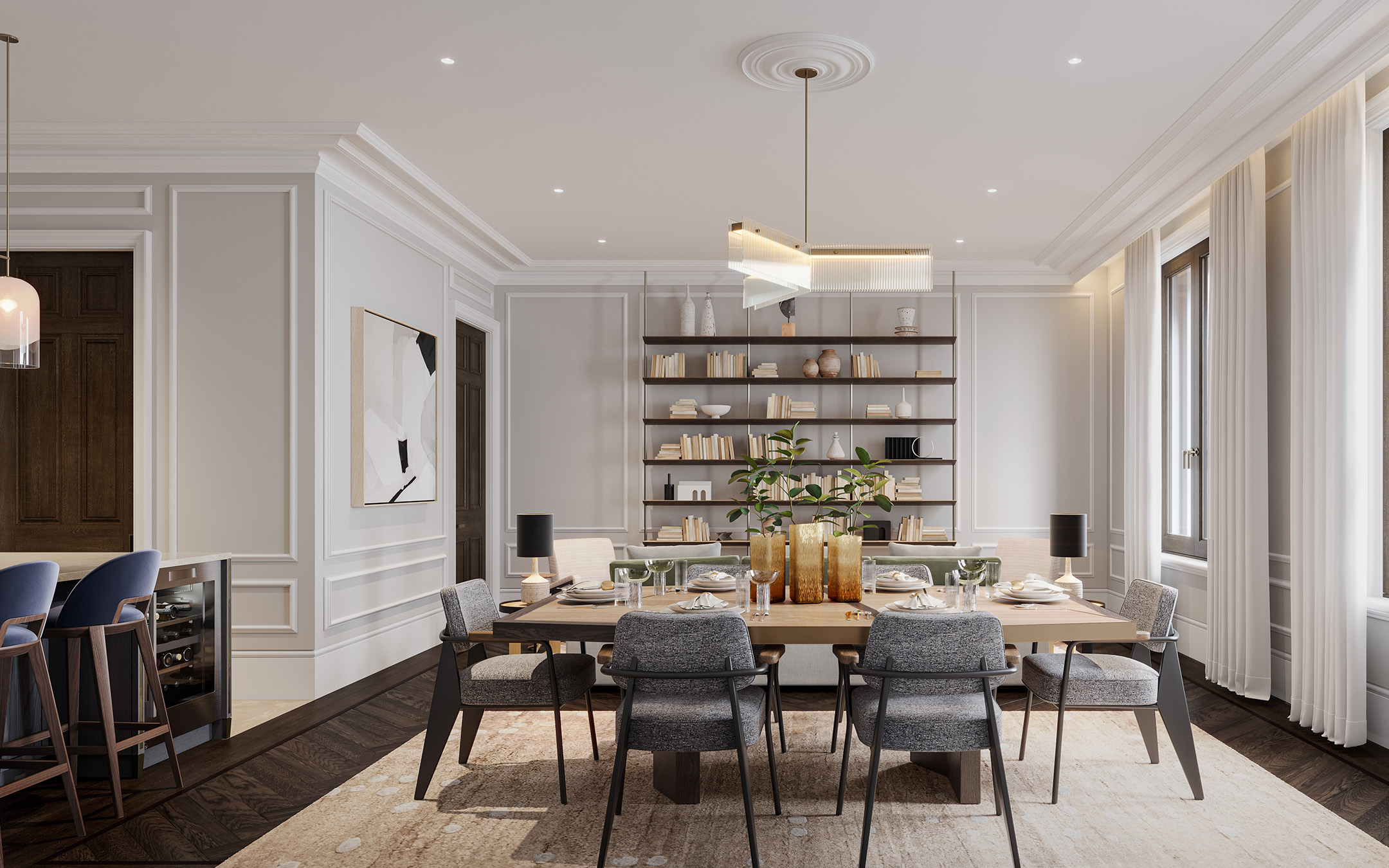 Dining room designed by 1508 London - The OWO - Residences by Raffles - Luxury London Apartment